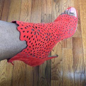 Orange Aldo Laser Cut Booties